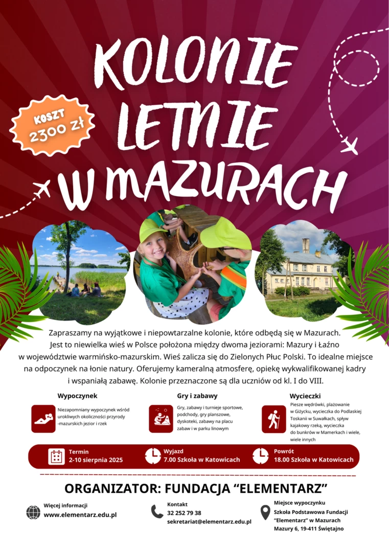Zapraszamy na Kolonie Letnie w Mazurach